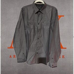 Armani Exchange Charcoal Long Sleeve Shirt Slim Fit